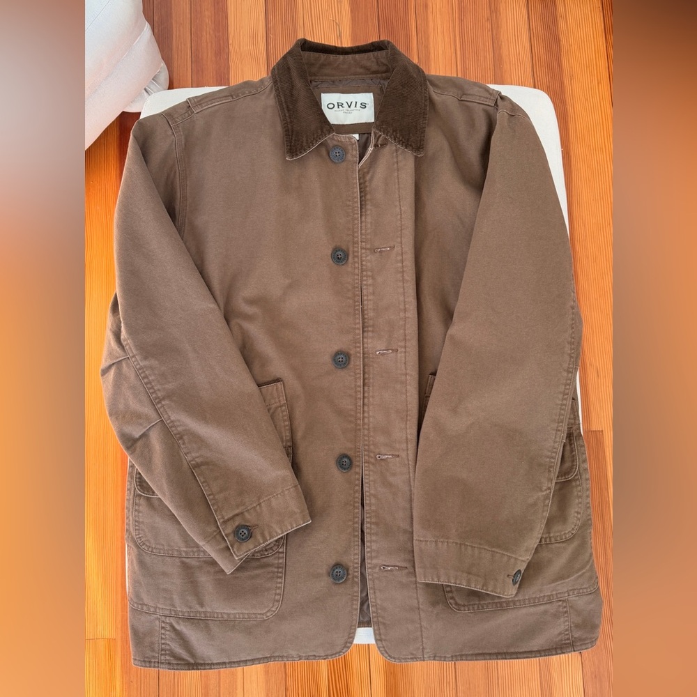 Men’s Orvis Canvas Field Jacket with Quilted Lining - Size Large - Brown - Picture 3 of 9